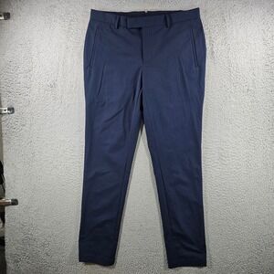 Sene Studio Mens Navy Blue Performance Trousers Flat Front Tech Pants 33x31